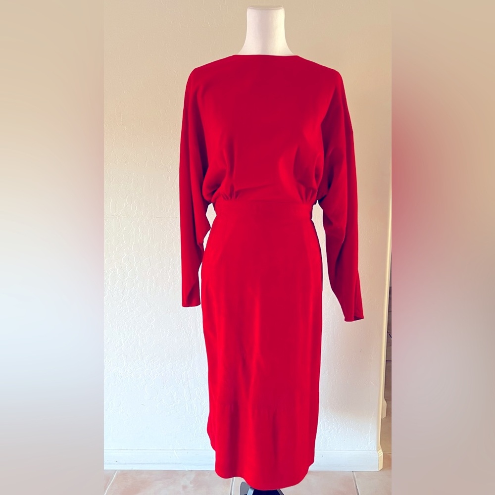 Vintage VAKKO Red Suede Dress